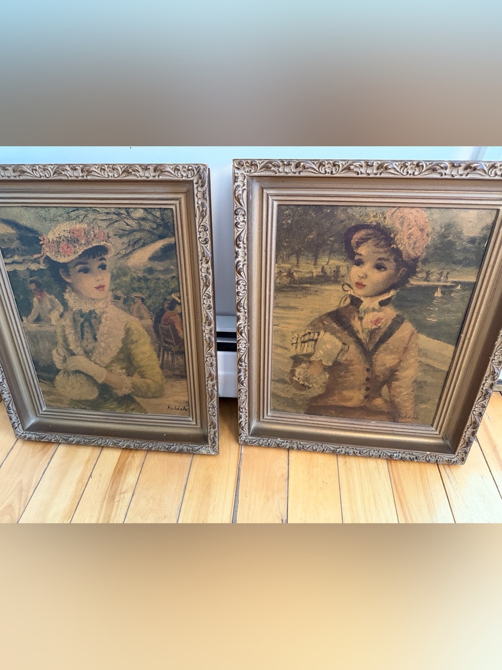 Huldah  Vintage-Style Framed Home Art Pair in Gold